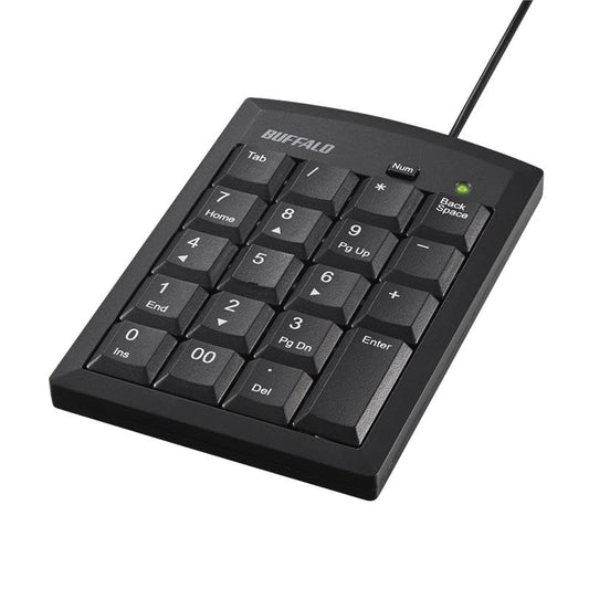 バッファロー Buffalo BSTK135BK Numeric Key, Wired USB Type-A Tab Key, 00 Keys, Keyboard, Thin, External Membrane (Windows 11/10 Compatible)