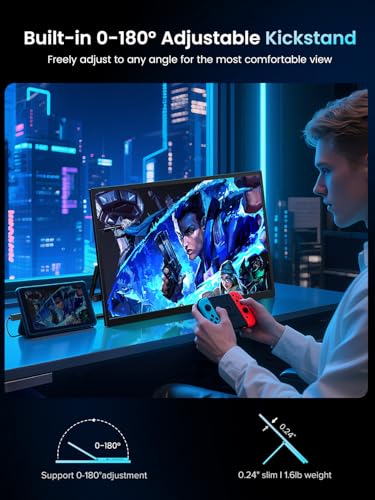 UPERFECT Portable Monitor 18.5-inch 120HZ Touchscreen 100% sRGB w/VESA & Stand 180° Adjustable Ultra-Slim & Lightweight Frameless FHD FreeSync IPS HDR Gaming Display, Travel Second Monitor for Laptop | 100% sRGB Ultra-Slim Lightweight Frameless FHD FreeSy