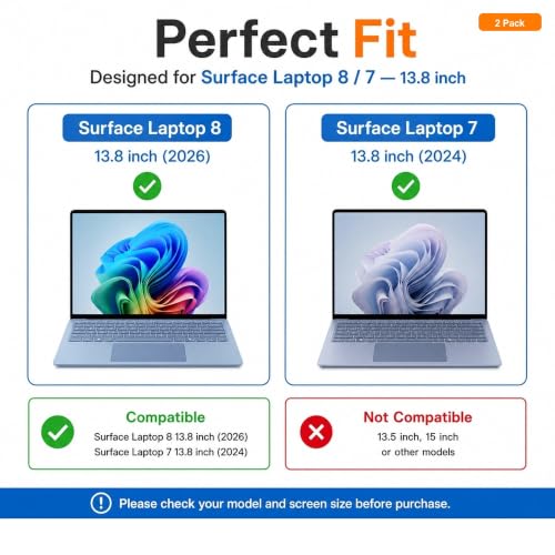 Megoo ArmorShield Screen Protector for Surface Laptop 8/ Laptop 7 13.8" | 9H Tempered Glass Protective Film, Scratch Resistant, Reinforced Protection, Anti-Fingerprint, 2 Pack - size: Surface Laptop 13.8"