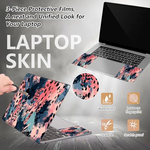 12.1”-15.6” Laptop Skin Sticker (Fits 13”, 13.3”, 14”, 15”, 15.4”) | Reusable Universal Protective Vinyl Art Decal Cover | Waterproof & Scratch-Resistant |Blue Pink Leopard Print Abstract - color: Blue Pink Leopard Print Abstract