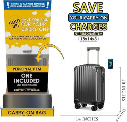 Personal Item Small Suitcase 18x14x8 Inches Hardside Built In TSA Lock & USB Port Lightweight Luggage With Removable Silent Wheels Underseat Carry-On Bag For Spirit and Frontier (Black) - color: Black