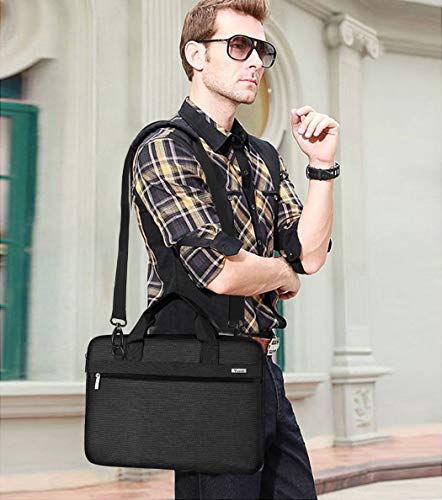 Voova Laptop Bag 17 17.3 Inch, 360° Protective Laptop Case Sleeve with Shoulder Strap Compatible with 17-18 Inch Lenovo Asus Acer Dell Hp, Waterproof Computer Bag Slim Briefcase for Men Women, Black - color: Black, size: 17-17.3 inch