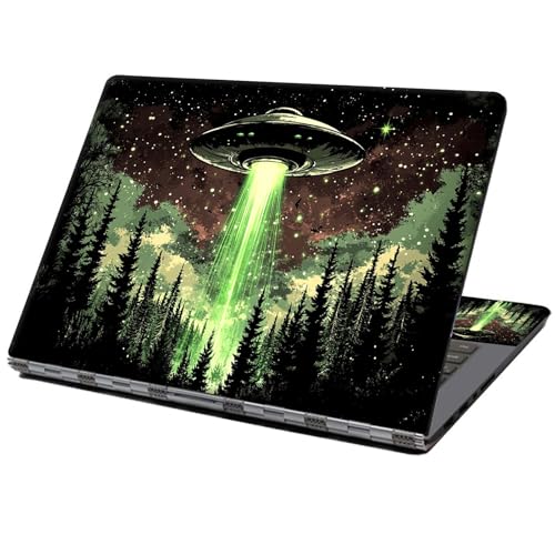 Laptop Skin Sticker Decal 12" 13" 13.3" 14" 15" 15.6",Waterproof Scratch Resistant Vinyl,Reusable Easy to Apply,for MacBook HP Dell Notebooks Netbooks Laptop,2 Wrist Pads,Alien Ship Forest - color: Alien Ship Forest