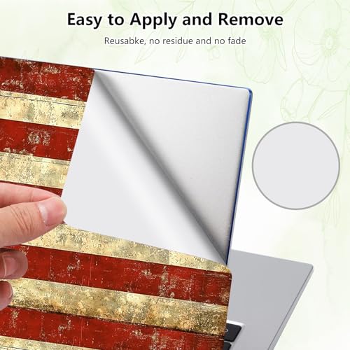 Laptop Skin Sticker Decal, Universal Reusable Vinyl Laptop Cover for 12" 13" 13.3" 14" 15" 15.4" 15.6" Notebook PC, Reusable Waterproof Scratch-Resistant with 2 Wrist Pads,American Flag Retro - color: American Flag Retro