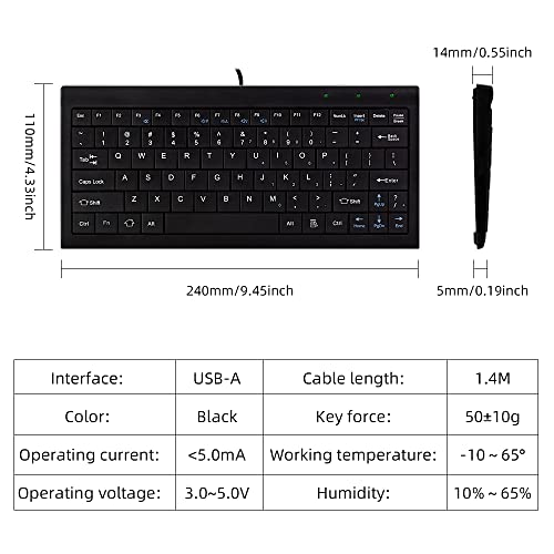 CUQI Mini Keyboard, Small Wired 82 Scissor Keys, USB Interface Compact for Android, Windows PC, Laptop, Raspberry Pi, Windows 10/8/7