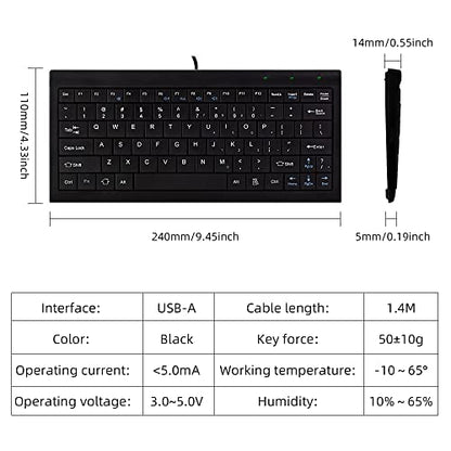 CUQI Mini Keyboard, Small Wired 82 Scissor Keys, USB Interface Compact for Android, Windows PC, Laptop, Raspberry Pi, Windows 10/8/7
