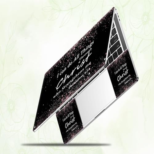 Laptop Skin Sticker Decal, Universal Reusable Vinyl Laptop Cover for 12" 13" 13.3" 14" 15" 15.4" 15.6" Notebook PC, Reusable Waterproof Scratch-Resistant with 2 Wrist Pads,Philippians 4-13 - color: Philippians 4-13