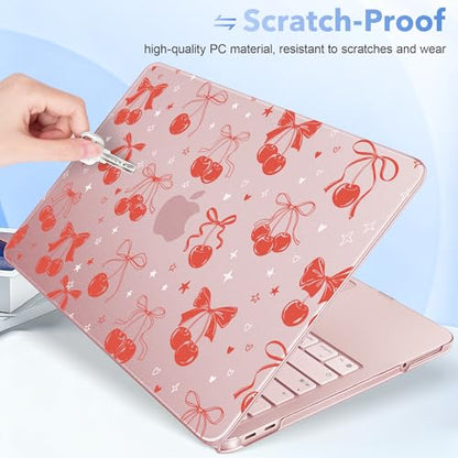 May Chen for MacBook Neo Case 13 inch 2026 | 100% Match Official Color | Pattern Printing, Anti-Crack & Scratch & Fingerprint | Protective Hard Shell Cases Laptop Model A3404 - Girly Pink Bow - color: Girly pink bow