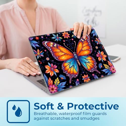 Reusable Universal Laptop Skin Sticker, Cut to Fit for 11.6–15.6 Inch Laptops, Waterproof Protective Film, No-Residue - Rainbow Butterfly - color: Rainbow Butterfly