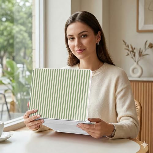 for MacBook Neo 13 Inch Case 2026 (Model A3404, A18 Pro chip), Stylish Pattern Protective Hard Shell with Screen Protector, Keyboard Cover & USB-C Adapter - Green Stripes - color: Green Stripes