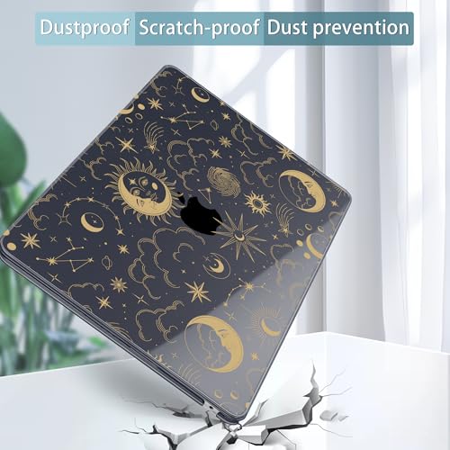 Tuiklol for 2026 2025 2024 2023 MacBook Air 15 inch Case Model M5 A3448 M4 A3241 M3 A3114 M2 A2941 Hard Shell Case for MacBook 15.3'' Cover, Moons and Stars - color: Moons and Stars