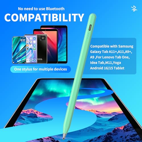 Galaxy Tab A11+ Stylus Pen for Samsung Table A11/A9+/A9 Drawing Stylus for Android Tablets, Precise Writing Pencil,Fast Charging,Auto Sleep,Button on/Off (Green) - color: green