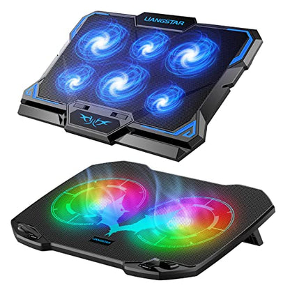 Laptop Cooling Pad, RGB Colorful Laptop Cooler 6 Quiet Fans & 2 Big Fans