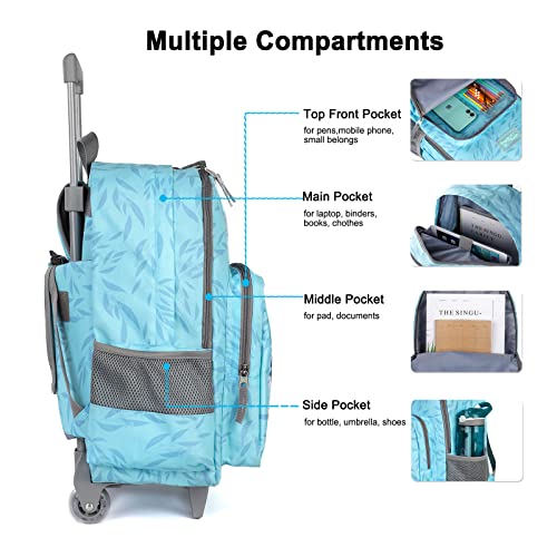 Tilami Rolling Backpack 18 inch Double Handle Wheeled Boys Girls Travel School Children Luggage Toddler Trip - color: Koala Blue