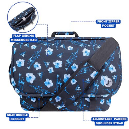 J World New York Thomas Laptop Messenger Bag for Women & Men. Kids Computer Bookbag - color: Night Bloom