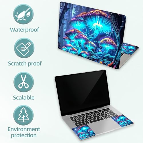 Universal Laptop Skin Decal, 3-Piece Vinyl Protector for 12 13 14 15.6" Notebook, Waterproof Anti-Scratch, Easy Trim & Bubble-Free Finish, Mushrooms are Glowing - color: Mushrooms are Glowing