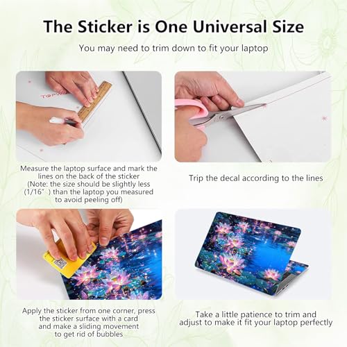 Laptop Skin Sticker Decal, Universal Reusable Vinyl Laptop Cover for 12" 13" 13.3" 14" 15" 15.4" 15.6" Notebook PC, Reusable Waterproof Scratch-Resistant with 2 Wrist Pads,Lotus Art Flowers - color: Lotus Art Flowers