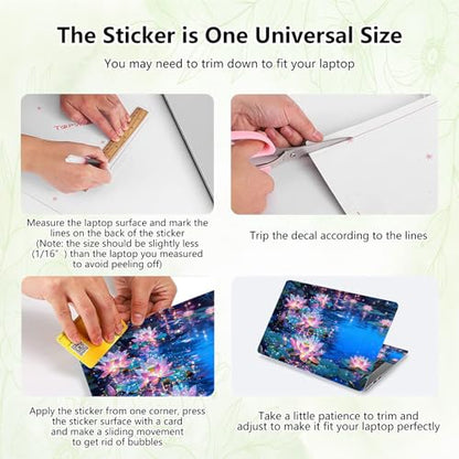 Laptop Skin Sticker Decal, Universal Reusable Vinyl Laptop Cover for 12" 13" 13.3" 14" 15" 15.4" 15.6" Notebook PC, Reusable Waterproof Scratch-Resistant with 2 Wrist Pads,Lotus Art Flowers - color: Lotus Art Flowers