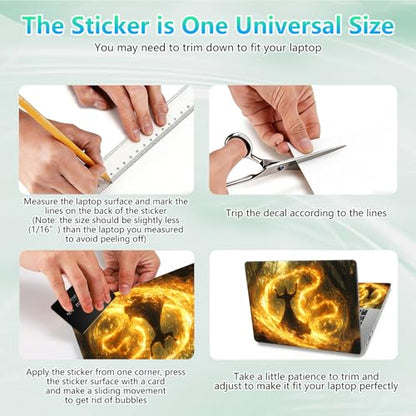Laptop Skin Sticker Decal 12"-15.6" Universal Laptop/Notebook/Netbook Vinyl - Waterproof Scratch Resistant,Fits HP Dell Lenovo MacBook,2 Free Wrist Pads,Easy Apply & Remove,Fire Forest Golden - color: Fire Forest Golden