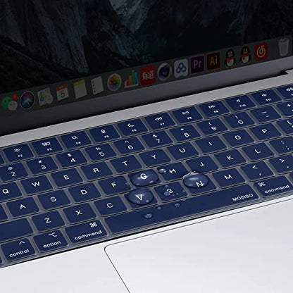 MOSISO Keyboard Cover Skin Compatible with MacBook Air 15 inch M3 M2 | A3114 A2941/Air 13.6 A3113 A2681/Pro 14/16 M4 M3 M2 M1, Navy Blue - color: Navy Blue