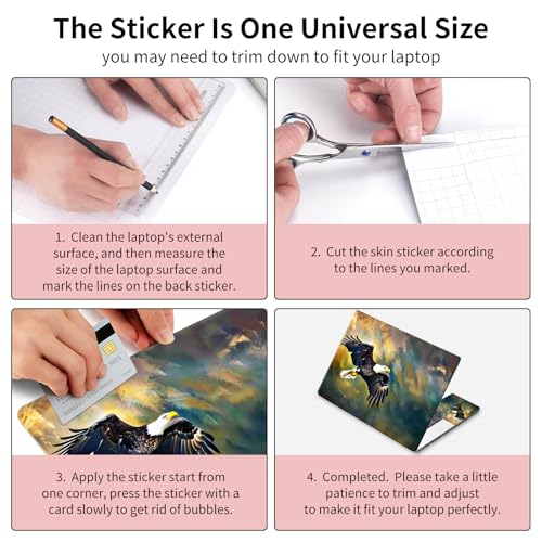 15.6 Inch Laptop Skin Sticker, Reusable Vinyl Cover Protector with 2 Wrist Pad Skins, Removable Waterproof Scratch-Resistant for 12-15.6 Inch Laptop Notebook,Majestic Bald Eagle - color: Majestic Bald Eagle