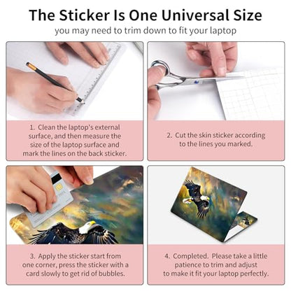 15.6 Inch Laptop Skin Sticker, Reusable Vinyl Cover Protector with 2 Wrist Pad Skins, Removable Waterproof Scratch-Resistant for 12-15.6 Inch Laptop Notebook,Majestic Bald Eagle - color: Majestic Bald Eagle