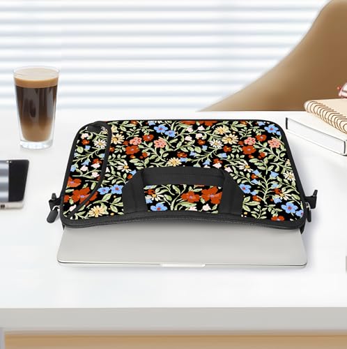 10 inch Messenger Bag Carrying Case with Handle Accessory Pocket Fits 7 to 10-Inch Laptops/Notebook/Kids Tablet (7-10.2 inch, Flowers2) - color: Flowers2, size: 7-10.2 inch