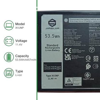 XVJNP 451-BCWQ Laptop Battery Replacement for Dell Latitude 5430 7330 Rugged Extreme Pro Rugged 14 RB14250 13 RA13250 P148G P149G Series G6M0W 0G6M0W 6JRCP 06JRCP 0M0TN3 KD1CT 11.4V 53.5Wh - size: 8.6*5.1*1.1inch XVJNP
