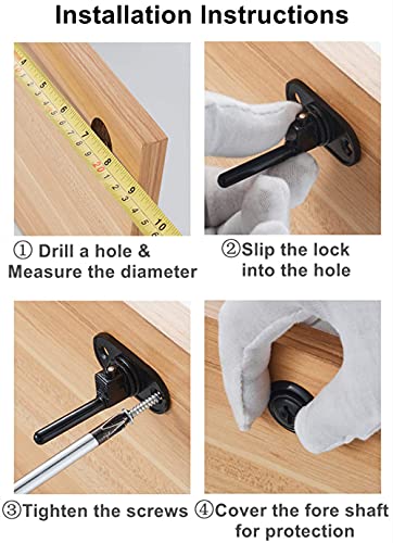 HOWDIA 2 Pcs Drawer Lock Cabinet Locks with Keys, Zinc Alloy Desk Locks File Cabinet Lock for Furniture Locker Showcase, Locking Rod Length 40mm, Cylinder Diameter 16mm (Black, Keyed Different) - size: 16mm - Keyed Different