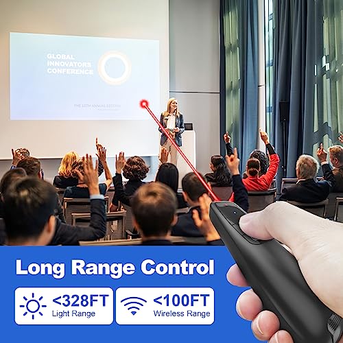 Presentation Clicker with Case Storage: Wireless Presenter Remote: Red Laser Pointer Computer Clickers, USB C PowerPoint PPT Clicker for Mac Laptop, Slideshow Google Slide Advancer - style: Red Laser + Case