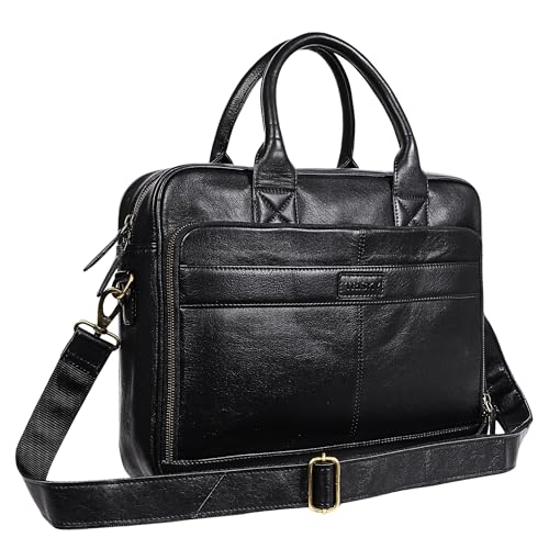 TRISKY Leather Laptop Bag - color: Black, size: 16 inches