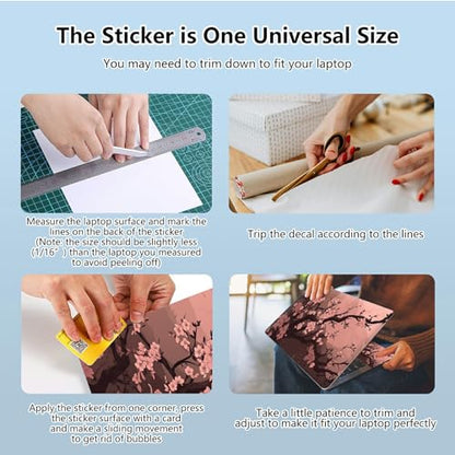Universal Laptop Skin Sticker with 2 Wrist Pad Skins, Waterproof Scratch Resistant Vinyl Laptop Cover Decal, Cut to Fit for 11–15.6 Inch MacBook HP Dell Lenovo, Cherry Blossom Tree - color: Cherry Blossom Tree