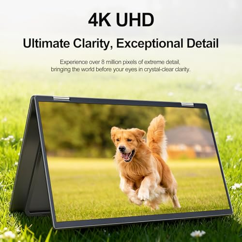 InnoView Portable Dual Monitor 15.6" 3840x2160P 4K 100% sRGB | Owl Eye Vision - Foldable Design with 315° Screen Adjustment, 180° Stand | DP/USB-C/HDMI, Dual Screen Extender for Laptop, Mac, Windows - size: 15.6 in