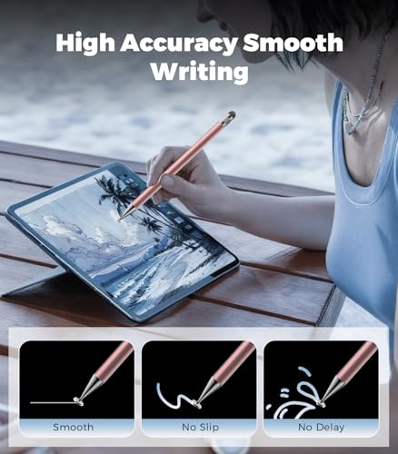 Kenkor Stylus(3pcs),2-in-1 Stylus Pen for Touch Screen, Stylus Pen for iPad | No Charging,Compatible with Apple(iPhone/iPad)/Nintendo Switch/Samsung/Google/Microsoft/Android Tablets Touch Screens Devices - color: Black+Pink+Silver