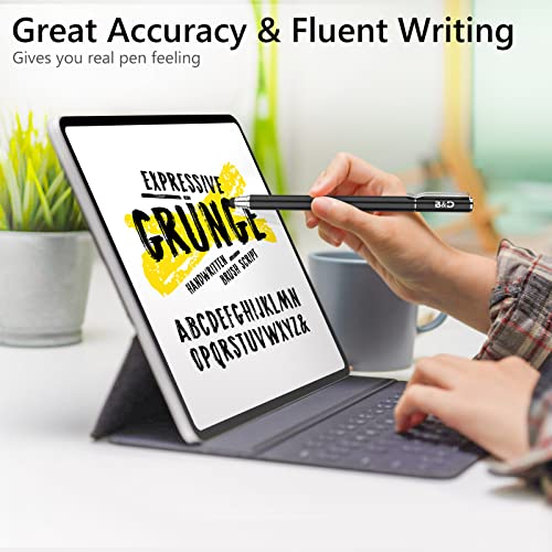 (2 Pcs)[0.18-inch Fine Tip ] Stylus Touch Screen Pens 5.5" L Perfect for Drawing Writing Gaming Compatiable with Apple iPad iPhone Samsung Tablets and All Other Touch Screens - color: Blue/Black