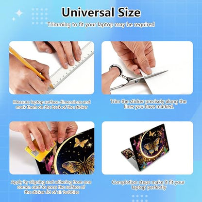 Universal Laptop Skin Sticker Decal for 11.6”12" 13" 13.3" 14" 15" 15.4" 15.6" Reusable Waterproof Scratch-Scratch Resistant Protective Vinyl Laptop Notebook Skin Stickers - Flowers Plants Butterflies - color: Flowers Plants Butterflies