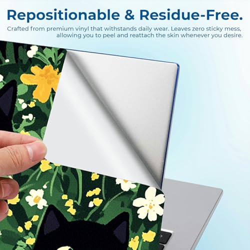 Reusable Universal Laptop Skin Sticker, Cut to Fit for 11.6–15.6 Inch Laptops, Waterproof Protective Film, No-Residue - Cute Black Cats - color: Cute Black Cats