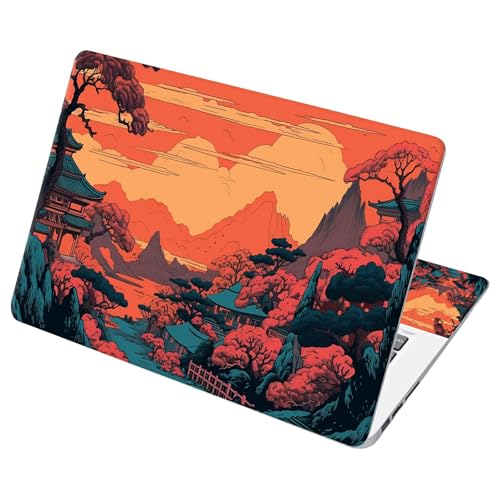 Universal Laptop Skin Sticker with 2 Wrist Pad Decals, 3-Piece Removable Vinyl Laptop Cover, Mountain Forest Waterproof Anti-Scratch, Easy-Trim Fit for 13.3" 14" 15.6" Laptops - color: Mountain Forest