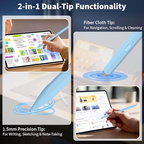 2-in-1 Stylus, Stylus Pen for Touchscreen,High Sensitivity & Precision | Touchscreen Suitable for iPad/iPhone/Samsung/Android Smartphone and Tablets, Compatible with All Touchscreen (Blue) - color: Blue