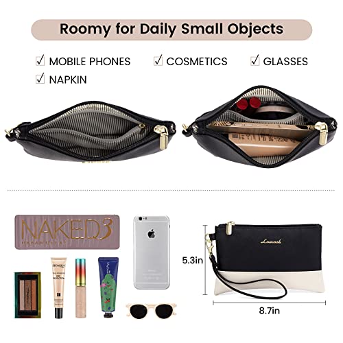 LOVEVOOK Laptop Tote for Women - 15.6 Inch Professional Leather Computer Briefcase - Waterproof Shoulder Bag - Large Capacity Business & Office Bag - color: Black/Beige-1, size: 15.6 Inch