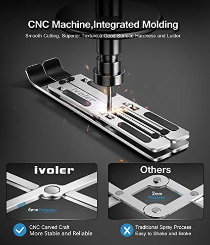 ivoler Laptop Stand, Laptop Holder Riser Computer Tablet Stand, 6 Angles Adjustable Aluminum Ergonomic Foldable Portable Desktop Holder Compatible with 10-15.6” MacBook,iPad, HP, Dell, Lenovo Silver - color: A-Silver