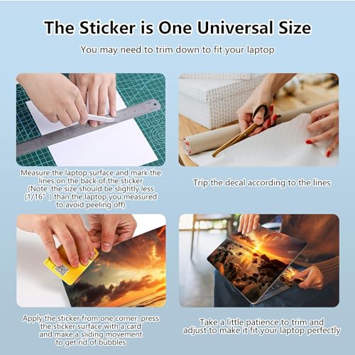 Universal Laptop Skin Sticker with 2 Wrist Pad Skins, Waterproof Scratch Resistant Vinyl Laptop Cover Decal, Cut to Fit for 11–15.6 Inch MacBook HP Dell Lenovo, Beach Sunsets - color: Beach Sunset