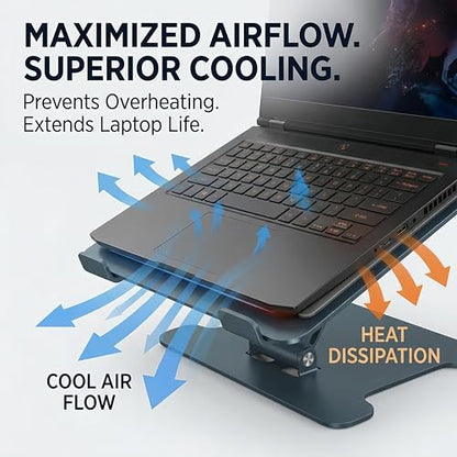 LRLKFX Laptop Stand Portable Foldable Aluminum Laptop Riser Height Adjustable Ergonomic Holder for Desk Compatible with MacBook Air Pro, Dell, HP, Lenovo & More 10-15.6" - Gray - color: Gray