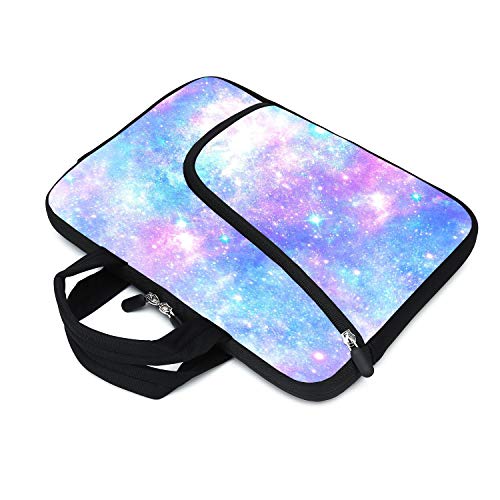 Laptop Sleeves 14 15 15.4 15.6 Chromebook Case Notebook Sleeve PC Messenger Bag Tablet Case Neoprene Handle Sleeve for Men Women, Two Pockets (Pink galaxys) - color: pink galaxys