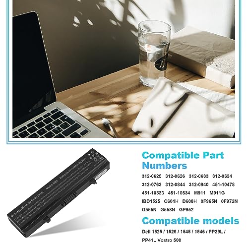 Fancy Buying New Laptop Battery for Dell 1525 1526 1545 1546 1750 1440 PP29L PP41L, Fits P/N X284G M911 M911G GW240 GP952 RN873 K450N RU586 C601H 312-0844 - size: 7.28*2.72*0.94inch