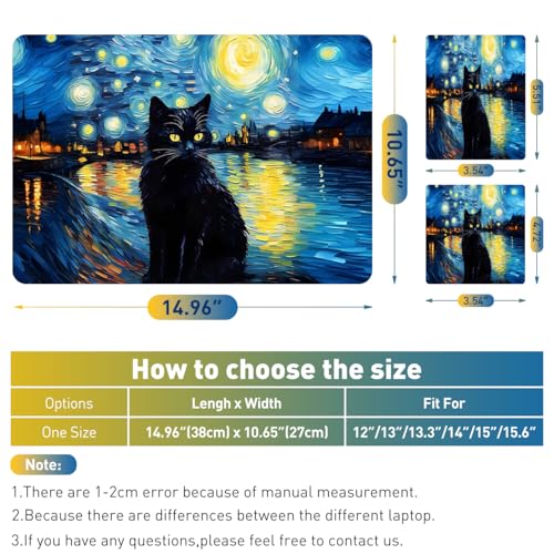 12.1-15.6 Inch Laptop Skin Decal, Universal Reusable Vinyl Laptop Cover Sticker, Waterproof Art Decal Protector - Starry Night Cat - color: Starry Night Cat