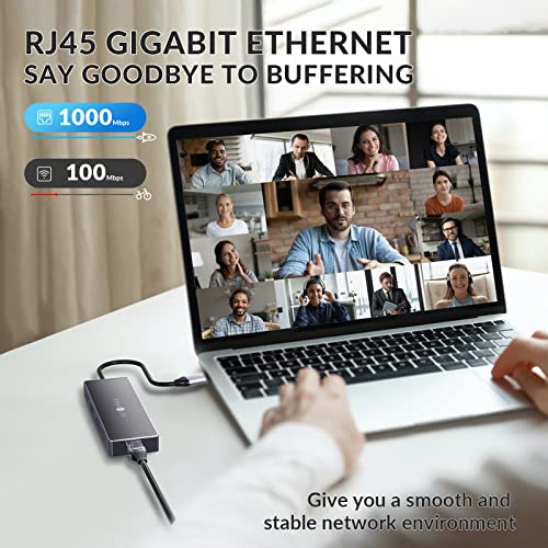 USB C Docking Station, Laptop Docking Station 10 in 1 with Ethernet 1000M, USB C Hub HDMI, PD 100W, TF/SD Reader, USB C 3.0, 4 USB A for MacBook Pro/Air, Surface, iPad, Cable Length: 7.87in - size: 10 Ports (RJ45, HDMI, PD, SD, TF, USB-C, USB-A)
