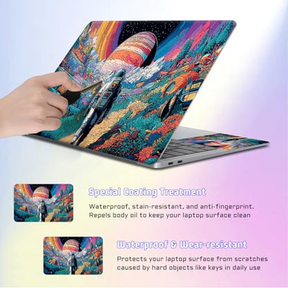 Universal Laptop Skin Sticker Decal, Compatible with MacBook HP Dell Lenovo 12"-15.6", Reusable Vinyl Notebook Cover 3PCS Set, High-Recognition Film-Trippy Astronaut Space Journey - color: Trippy Astronaut Space Journey