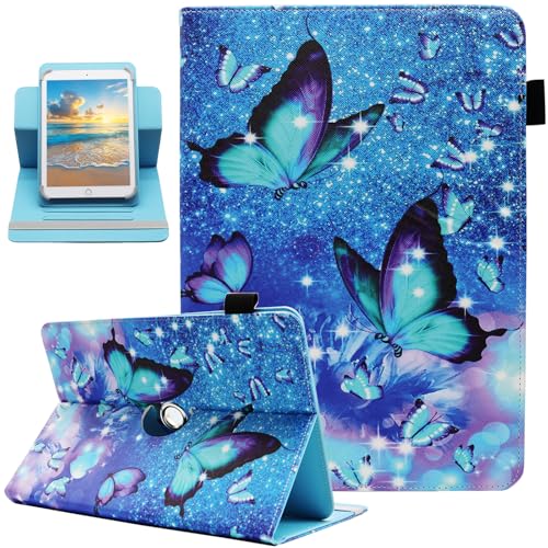 Universal 10 10.1 Inch Android Tablet Case, Dluggs 360 Degree Rotating Multi-Angle Viewing Stand Universal Case Cover for 10 10.1 and All 9.5-10.5 Inch Tablet, Blue Butterfly - color: 02 Blue Butterfly