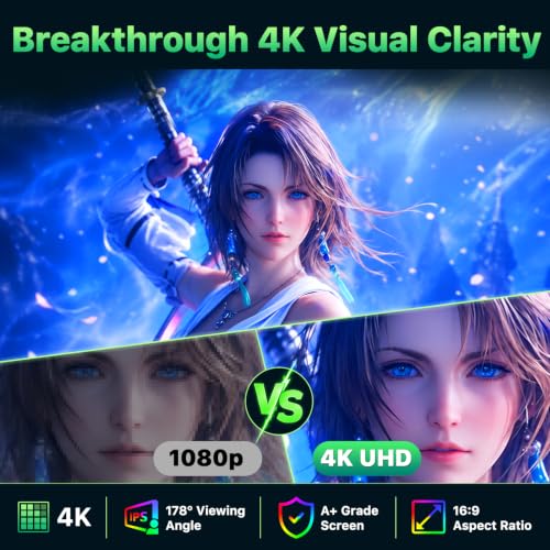 Upperizon Portable Monitor 19 inch 4K UHD 3840X2160 125% sRGB 144Hz HDR HDMI USB-C Travel Monitor for Laptop MacBook PC Surface Xbox, Large External Display with Kickstand & Speakers, VESA Compatible - size: 19 inch